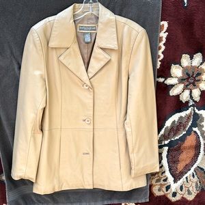 Beautiful soft cream leather blazer jacket